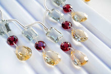 画像をギャラリービューアに読み込む, (6pcs/1連)宝石質 グリーンアメシスト ガーネット シトリン 2つ穴 ルースカット ミックス