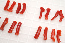 画像をギャラリービューアに読み込む, (4本セット)高知沖産 赤枝珊瑚 ペアルース 上部片穴 コーラル 珊瑚