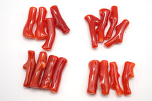 画像をギャラリービューアに読み込む, (4本セット)高知沖産 赤枝珊瑚 ペアルース 上部片穴 コーラル 珊瑚