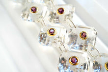 Load image into Gallery viewer, (2pc/10pc)宝石質 ロッククリスタル ロードライトガーネット 銀製 ヴェルメイユ ダブルホール オクタゴン