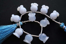 画像をギャラリービューアに読み込む, (2pc/1連)ナチュラル ブルーカルセドニー すずらん お花のつぼみ フラワーカービング