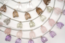 画像をギャラリービューアに読み込む, (2pc/1連)スモーキークォーツ すずらん フラワー カービング