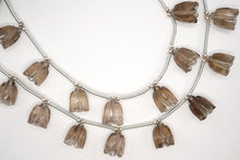 画像をギャラリービューアに読み込む, (2pc/1連)スモーキークォーツ すずらん フラワー カービング