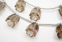 画像をギャラリービューアに読み込む, (2pc/1連)スモーキークォーツ すずらん フラワー カービング