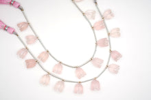 画像をギャラリービューアに読み込む, (2pc/1連)ローズクォーツ すずらん フラワー カービング