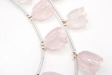 画像をギャラリービューアに読み込む, (2pc/1連)ローズクォーツ すずらん フラワー カービング
