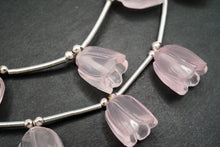 画像をギャラリービューアに読み込む, (2pc/1連)ローズクォーツ すずらん フラワー カービング