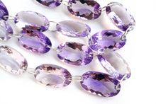 Load image into Gallery viewer, (2pc/1連)宝石質 アメシスト 2つ穴 ルースカット オーバル