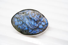 画像をギャラリービューアに読み込む, 8/20(#39-41)宝石質 プレナイト ラブラドライト 銀製 ブローチ 銀製フレーム