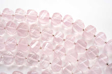 Load image into Gallery viewer, (10pcs/1連)宝石質 ローズクォーツ ツイステッドロンデル スクリューロンデル