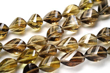 Load image into Gallery viewer, (半連/1連)オリーブクォーツ ツイステッド ドロップ 貫通穴