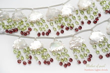 画像をギャラリービューアに読み込む, (2セット/1連)上質 マザーオブパール 雲&雨(ペリドット/ガーネット) ダブルホール