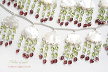 画像をギャラリービューアに読み込む, (2セット/1連)上質 マザーオブパール 雲&雨(ペリドット/ガーネット) ダブルホール