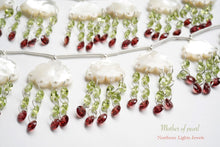 画像をギャラリービューアに読み込む, (2セット/1連)上質 マザーオブパール 雲&雨(ペリドット/ガーネット) ダブルホール