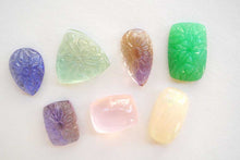 画像をギャラリービューアに読み込む, (#65-76)宝石質 ジェムストーン 上部片穴 カービング カボション ルース