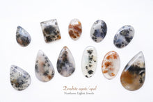 画像をギャラリービューアに読み込む, 6/20(粒売り)【模様はっきり】デンドライトアゲート カボション 上部穴あき