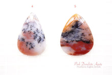 画像をギャラリービューアに読み込む, 7/4(粒売り)【模様はっきり】レア! ピンク デンドライトアゲート カボション 上部穴あき