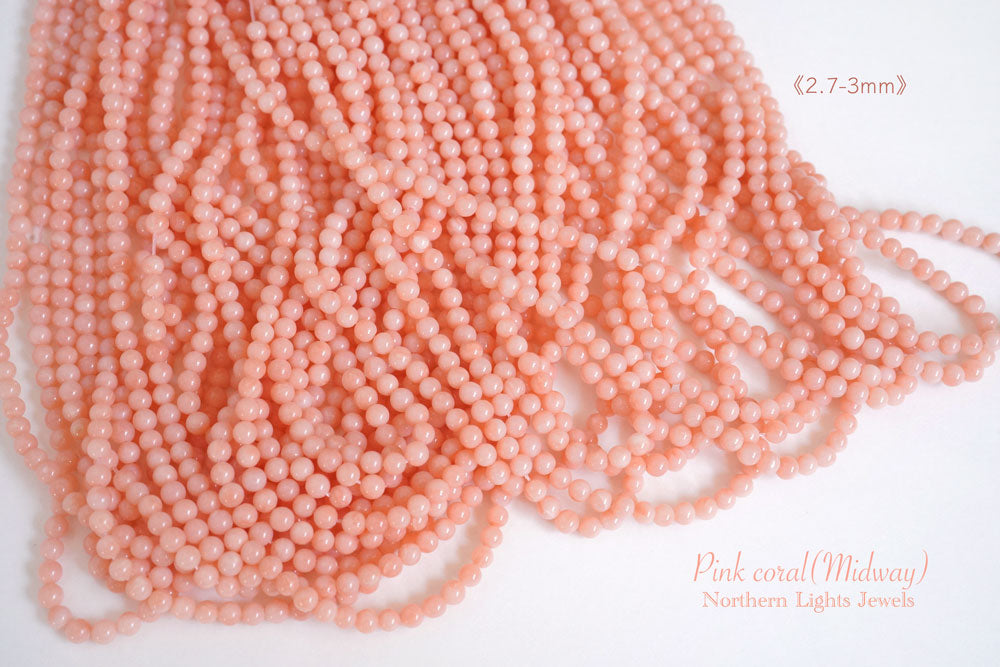 ２セット以上購入で、おまけ１本 [美品]ピンク珊瑚 Pink coral beads