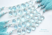 画像をギャラリービューアに読み込む, (1連6/7粒)【ダークカラー】宝石質 大粒アクアマリン ペアシェイプカットビーズ