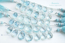 画像をギャラリービューアに読み込む, (1連6/7粒)【ダークカラー】宝石質 大粒アクアマリン ペアシェイプカットビーズ