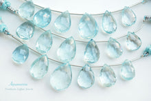 画像をギャラリービューアに読み込む, (1連6/7粒)【ダークカラー】宝石質 大粒アクアマリン ペアシェイプカットビーズ