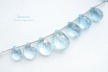 画像をギャラリービューアに読み込む, (1連6/7粒)【ダークカラー】宝石質 大粒アクアマリン ペアシェイプカットビーズ