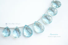 画像をギャラリービューアに読み込む, (1連6/7粒)【ダークカラー】宝石質 大粒アクアマリン ペアシェイプカットビーズ