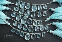 画像をギャラリービューアに読み込む, (1連6/7粒)【ダークカラー】宝石質 大粒アクアマリン ペアシェイプカットビーズ