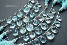 画像をギャラリービューアに読み込む, (1連6/7粒)【ダークカラー】宝石質 大粒アクアマリン ペアシェイプカットビーズ