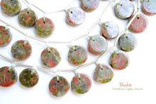 画像をギャラリービューアに読み込む, (11/15粒)ユナカイト プレーンコイン 9.5×3.5mm 前後穴