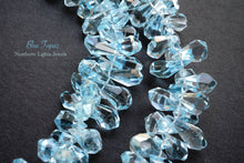 画像をギャラリービューアに読み込む, (1/4連,半連,1連)宝石質 ブルートパーズ ファセット ラフドロップ タンブルドロップ