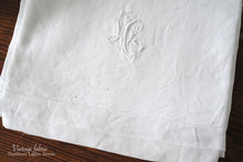 Load image into Gallery viewer, Made in France vintage fabric cloth white with initials embroidered