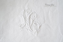 Load image into Gallery viewer, Made in France vintage fabric cloth white with initials embroidered