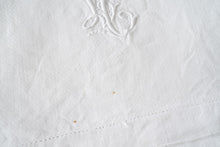 Load image into Gallery viewer, Made in France vintage fabric cloth white with initials embroidered