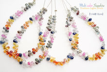 画像をギャラリービューアに読み込む, (1/4連,1/2連,1連)宝石質 タイ産 マルチカラーサファイア 小粒ティアドロップビーズ