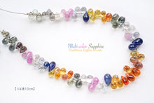 画像をギャラリービューアに読み込む, (1/4連,1/2連,1連)宝石質 タイ産 マルチカラーサファイア 小粒ティアドロップビーズ