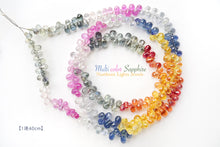 画像をギャラリービューアに読み込む, (1/4連,1/2連,1連)宝石質 タイ産 マルチカラーサファイア 小粒ティアドロップビーズ