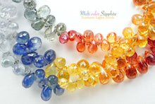 画像をギャラリービューアに読み込む, (1/4連,1/2連,1連)宝石質 タイ産 マルチカラーサファイア 小粒ティアドロップビーズ