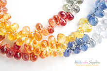 画像をギャラリービューアに読み込む, (1/4連,1/2連,1連)宝石質 タイ産 マルチカラーサファイア 小粒ティアドロップビーズ