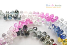 画像をギャラリービューアに読み込む, (1/4連,1/2連,1連)宝石質 タイ産 マルチカラーサファイア 小粒ティアドロップビーズ