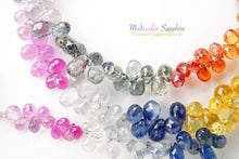 画像をギャラリービューアに読み込む, (1/4連,1/2連,1連)宝石質 タイ産 マルチカラーサファイア 小粒ティアドロップビーズ