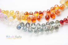 画像をギャラリービューアに読み込む, (1/4連,1/2連,1連)宝石質 タイ産 マルチカラーサファイア 小粒ティアドロップビーズ