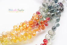 画像をギャラリービューアに読み込む, (1/4連,1/2連,1連)宝石質 タイ産 マルチカラーサファイア 小粒ティアドロップビーズ