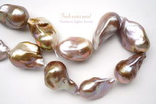 画像をギャラリービューアに読み込む, (15粒)淡水パール 天然色 ゴールド〜パープル オイスターバロック 25×17-29×19mm