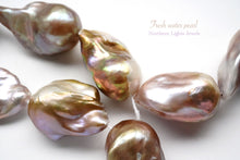 画像をギャラリービューアに読み込む, (15粒)淡水パール 天然色 ゴールド〜パープル オイスターバロック 25×17-29×19mm