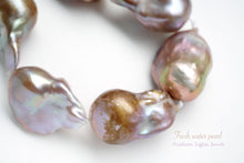 画像をギャラリービューアに読み込む, (15粒)淡水パール 天然色 ゴールド〜パープル オイスターバロック 25×17-29×19mm