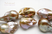 画像をギャラリービューアに読み込む, (15粒)淡水パール 天然色 ゴールド〜パープル オイスターバロック 25×17-29×19mm