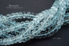 Load image into Gallery viewer, (M/L, Half Strand/Single Strand) Fine Aquamarine Button Cut Faceted Rondelle