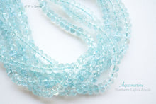 Load image into Gallery viewer, (M/L, Half Strand/Single Strand) Fine Aquamarine Button Cut Faceted Rondelle
