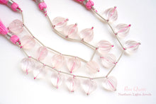 画像をギャラリービューアに読み込む, (2/10粒)木の実 カービング ローズクォーツ 貫通穴 ハートシェイプ